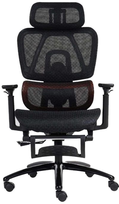 Meetion CHR32 - Ergonomische Gaming Stoel - Verstelbare Rugleuning - Mesh Design - Voetensteun - 3D Armleuningen - Zwart