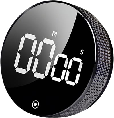 Magnetische keukentimer, digitale draaibare kooktimer met groot led-display, sterke magneet aan de achterkant, aftel- en timerfunctie, instelbaar volume in 3 standen, geschikt Geschikt voor keukens, studeerkamers en kantoren (zwart).