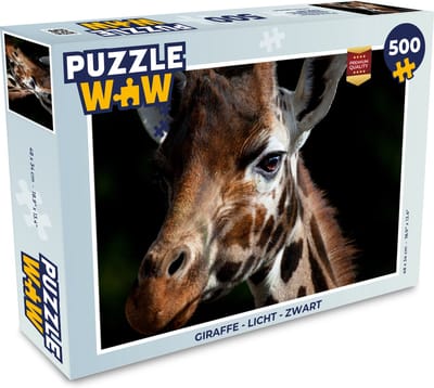 Puzzel Giraffe - Licht - Zwart - Legpuzzel - Puzzel 500 stukjes