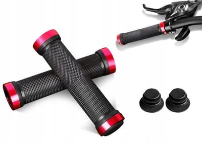 Fietsstuurgrepen Rubber Zwart Rood 130mm - Comfort & Grip