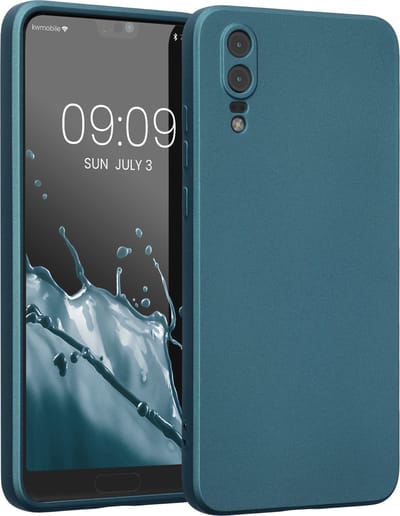 kwmobile metallic telefoonhoesje van TPU - geschikt voor Huawei P20 - Flexible case voor smartphone - In Metallic carabisch blauw