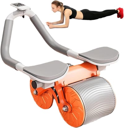 Buikspierroller - Ab roller Kernroller - Krachtraining thuis - Met elleboogondersteuning - 38 cm lengte - beige