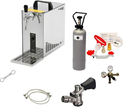 Complete Set - Biertap PYGMY 25, 1-kraans, 35 liter/uur - met Reinigingsset, Fustkoppeling Type D - Droogkoeler - Thuistap - Bierkoeler