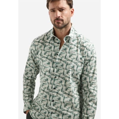 No Excess Shirt Stretch Allover Printed Seablue Size: S | Casual Shirts Outlet | Heren | Groen