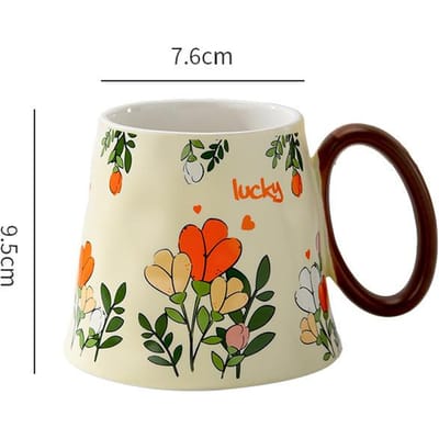Bloem Keramische Mok Kleine Verse Mok Meisjeshart Watermok Helende Mok met Handvat Melkbeker Souvenir 400ML