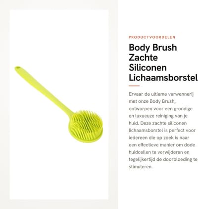 Dailygoods- Doucheborstel Zachte Siliconen - Lichaamsborstel - Rugborstel - Exfoliërende Borstel - Ergonomisch Ontwerp - 24 x 24 cm