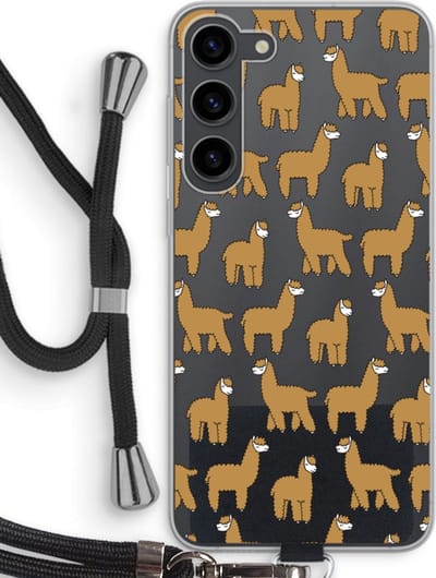 Case Company® - Hoesje met koord geschikt voor Samsung Galaxy S23 Plus hoesje met Koord - Alpacas - Telefoonhoesje met Zwart Koord - Bescherming aan alle Kanten en Over de Schermrand
