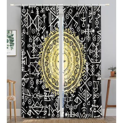 Gotische Galaxy Slaapkamer Decor Hemelse Sterrenhemel Hekserij Mandala Diamant Tienermeisjes Vrouwen Woonkamer Raam Gordijnen Stof 2 Panelen 100W130H(CM)40x51in&Grommet Top