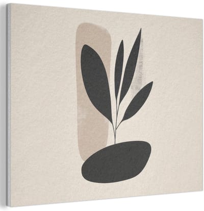 Akoestisch wandpaneel 80x60 cm - Vilt schilderij Plant - Beige - Japandi - Akoestische panelen - Geluidsdempende wanddecoratie - Geluidsisolatie woonkamer - Muurdecoratie geluidspanelen