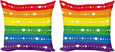 ABAKUHAUS Regenboog Decoratieve Kussenhoes, Set van 2, Gay Pride Vlag Stipp 40x40 cm, Geel, Rood, Blauw, Groen