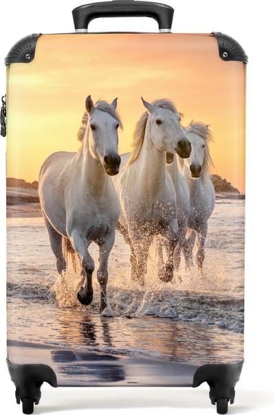 NoBoringSuitcases.com - Koffer - Paard - Zee - Zonsondergang - Dieren - Kind - Past binnen 55x40x20 cm en 55x35x25 cm - Trolley handbagage - Valiezen met wieltjes volwassenen - Reiskoffer op wielen - Rolkoffer lichtgewicht