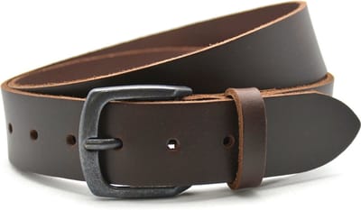 Voordeelset - Timbelt 2x Timbelt riem bruin & zwart - Riemmaat 95 - totale lengte riem 110 cm - rundleer - Heren riem / dames riem - bruine & zwarte jeansriem met zwarte gesp