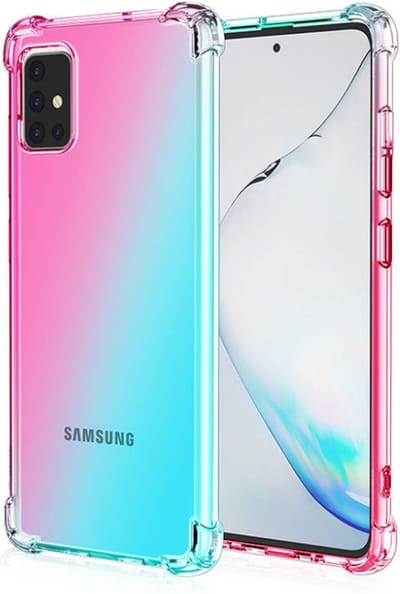 Hoesje geschikt voor iPhone 13 - Backcover - Extra dun - Transparant - Tweekleurig - TPU - Roze/Turquoise