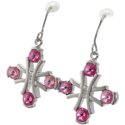 Behave - Oorbellen kruis roze - kristal detail - romantisch & feestelijk