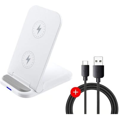 Support de chargeur sans fil Qi 30W, Station de charge rapide pour iPhone 13 12 11 Pro Max XR Samsung S20 blanc