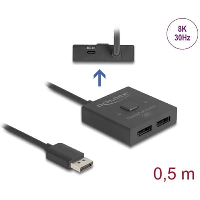 Delock DisplayPort Switch 2 to 1 bidirectional 8K