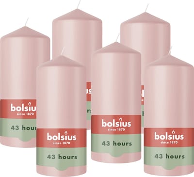 Bolsius - Gladde Stompkaarsen - 6 Stuks - Roze - 13 cm - 43 Branduren