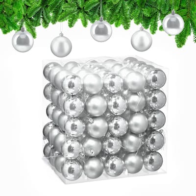 kerstballen set van 100 - Ø 6 cm - glanzend - mat - kunststof - zilver