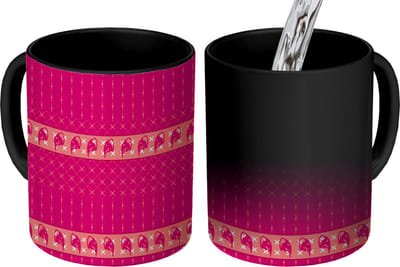 Magische Mok - Foto op Warmte Mokken - Koffiemok - Olifant - Design - Roze - Magic Mok - Beker - 350 ML - Theemok
