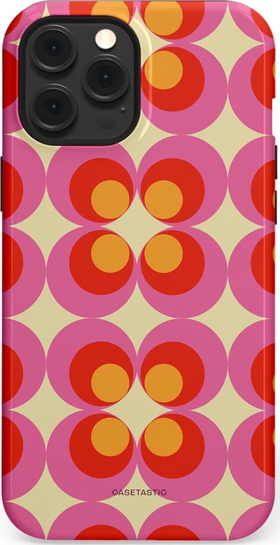 Casetastic hoesje geschikt voor Apple iPhone 12 Pro Max - MagSafe - Dubbellaagse bescherming - Circle boogie - Fashion Case - Roze Rood Zand Okergeel