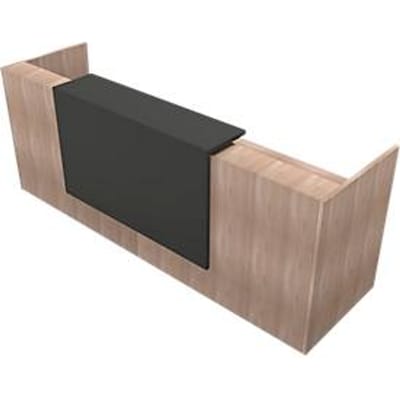 Balie Spezia, recht, B 2860 x D 880 x H 1130 mm, ieppatroon/leder grijs