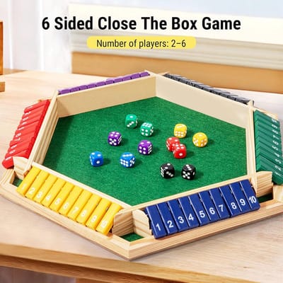 Houten Dobbelspel - Cijferspel Plankspel - Gezellig Spelen - Voor 2-6 Spelers - 39x34x4 cm - Natuurlijk Hout
