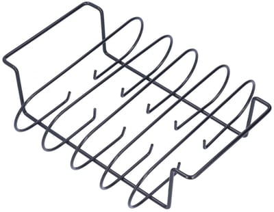 QTTVBTNA BBQ Ribbens Rooster - Spareribs Houder – Draagbaar Anti-aanbak Staand Grillrek – Voor Buiten BBQ, Kip, Kalkoen en Vlees