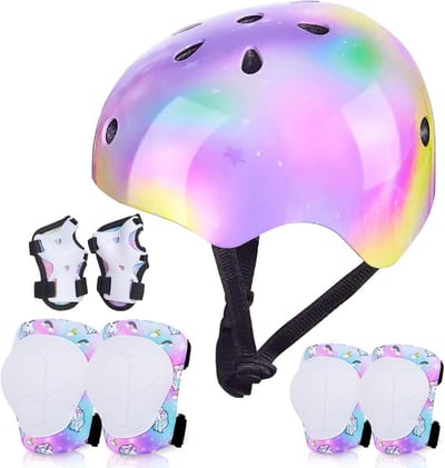 Kinderhelm en Beschermset voor Kinderen – Knie-, Elleboog- en Polsbeschermers voor Sporten