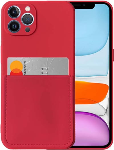 Smartphonica iPhone 11 Pro siliconen hoesje met pashouder en zachte binnenkant - Rood geschikt voor iPhone 11 Pro