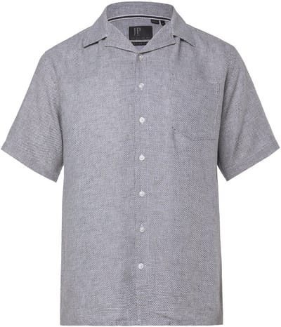 JP 1880 - Heren - Overhemd van linnenmix korte mouwen Cubaanse kraag - Hazelnoot - Maat 3XL