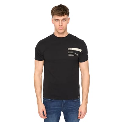 Duck and Cover Heren Tatick Geborsteld Katoenen T-Shirt (Zwart)