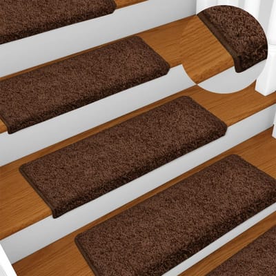 vidaXL - Trapmatten - 15 - st - 65x21x4 - cm - Bruin - Rechthoekige - Rand