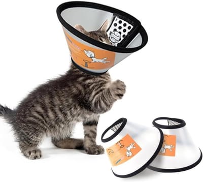 Verstelbare Herstelhalsband voor Huisdieren - 3 Stuks Zachte Plastic Elizabethaanse Kragen voor Katten en Honden na Chirurgie, Transparant en Comfortabel