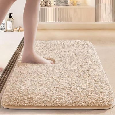 KZQ Badkamer Vloermat Antislip Rubber Achterkant 40x60 Cm Absorberende Wasmachine Wasbare Douchemat Deurmat Beige Badkamerkleed Runner