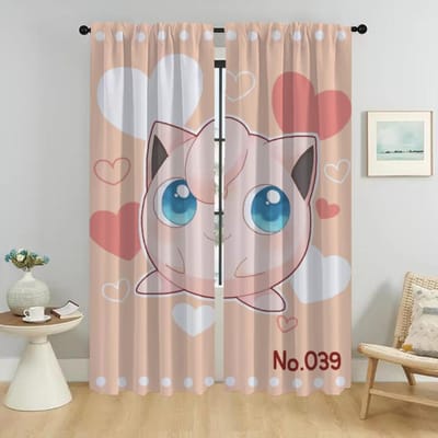 Rideaux d'Intérieur Maison 2 Pièces P-pokemones Rideau de Fenêtre pour Chambre 2 Panneaux Décoration Halloween Stores Cloison Salon Cuisine W50xH70cmx2pcs-CL