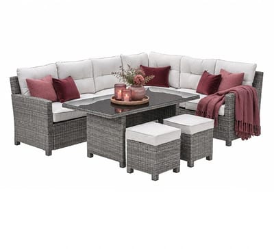 Blue Bird wicker lounge-dining set - rechts - grijs/ sand