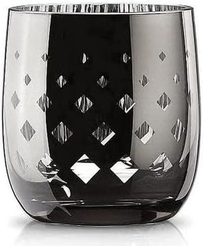 Glazen Votive Houder - Waxinelichthouder Glas - Feestelijke Decoratie - Diamantvormige Uitsparingen - 10 cm - Multicolor