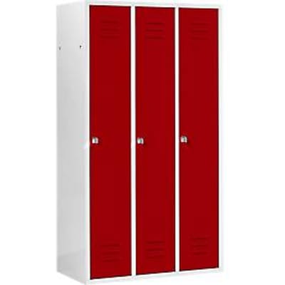 Schäfer Shop Select Kledinglocker met 3 compartimenten, cilinderslot, lichtgrijs/rood