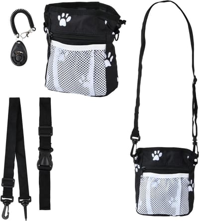 Honden Trainingszak met Clicker en Dispenser, Waterdichte Snacktas voor Honden met Pootafdruk, Ideaal voor Training en Beloningen