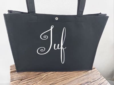 Tas voor de Juf, Afscheids cadeautje juf, Einde schooljaar cadeau, Bedrukte tas voor de juf, Vilttas met tekst