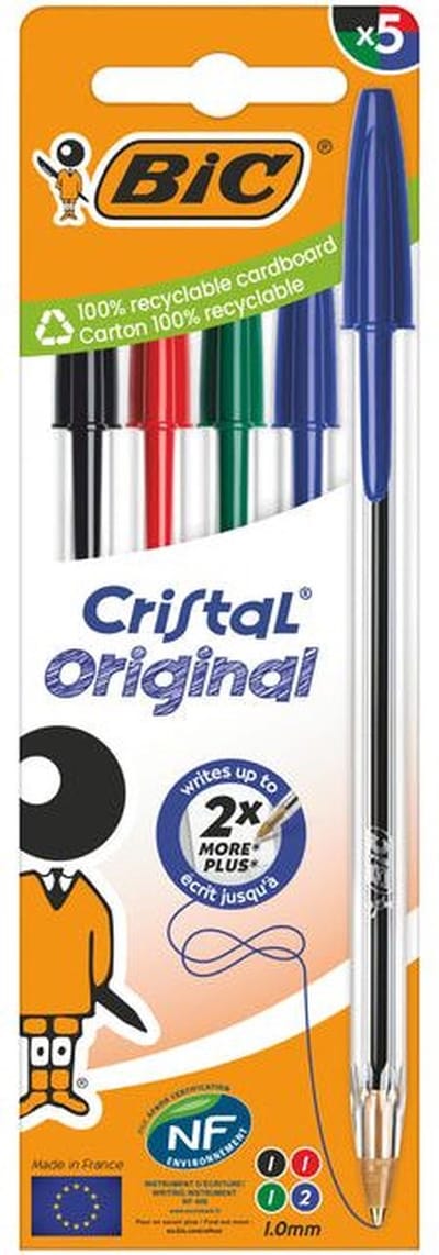 Balpen bic cristal m 5st assorti | 10 stuks