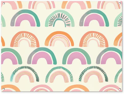 Tuinposter 120x90 cm - Tuindecoratie Regenboog - Pastel - Patroon - Poster voor in de tuin - Buiten decoratie - Schutting tuinschilderij - Tuindoek muurdecoratie - Wanddecoratie balkondoek