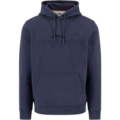 Fynch-Hatton Trui Hoodie Sweat Front Logo Navy / male