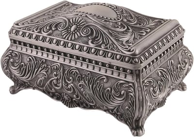 Vintage sieradendoosje van metaal, decoratieve sieradenopbergdoos en organizer voor ringen en halskettingen, ideaal voor dames en accessoires