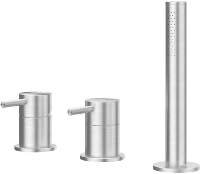 IVY Concord Badrandcombinatie 3-Gats Mengkraan met Uittrekbare Handdouche zonder Uitloop - Geborsteld RVS 316