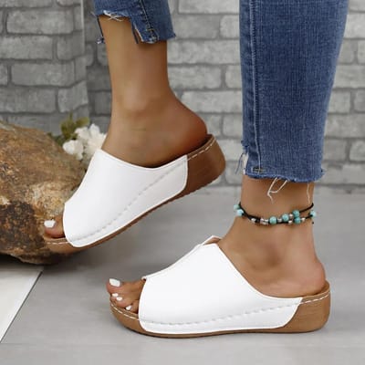 Nieuwe Dames Wedge Sandalen met Open Teen Wit Zomer Mode Ademende Comfortabele Sandalen Vrouw Gesp Dames Schoenen Vrouwenschoenen 38 brown