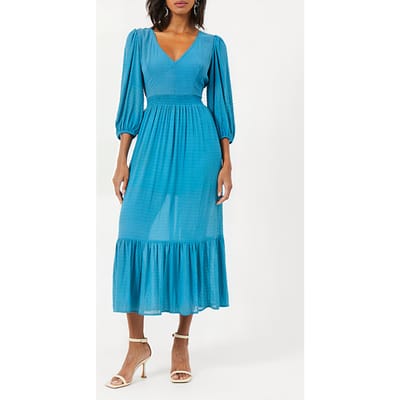 French Connection Cora Tiered Midi Dress Mosaic Blue Maat: XS | Midi Jurken Outlet | Dames | Blauw