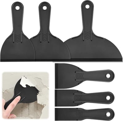 Set van 6 Flexibele Plastic Spackmesjes en Schrapers voor Verf, Behang en Stickerverwijdering