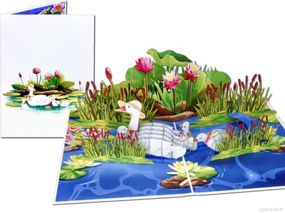 Popcards pop-up kaarten - Wenskaart Moeder de Gans met 3 jonge Gansjes Moederdag Geboorte Geboortekaart pop-up kaart 3D kaart wenskaart