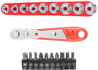 Haakse Schroevendraaier - Mini Ratel - Klus Klussen - Magnetische Bit - 110 mm Lengte - Zilverkleurig